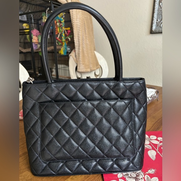 Chanel Black Quilted Caviar Leather Medallion Tote (Authentic Pre-Owned) - Picture 2 of 9